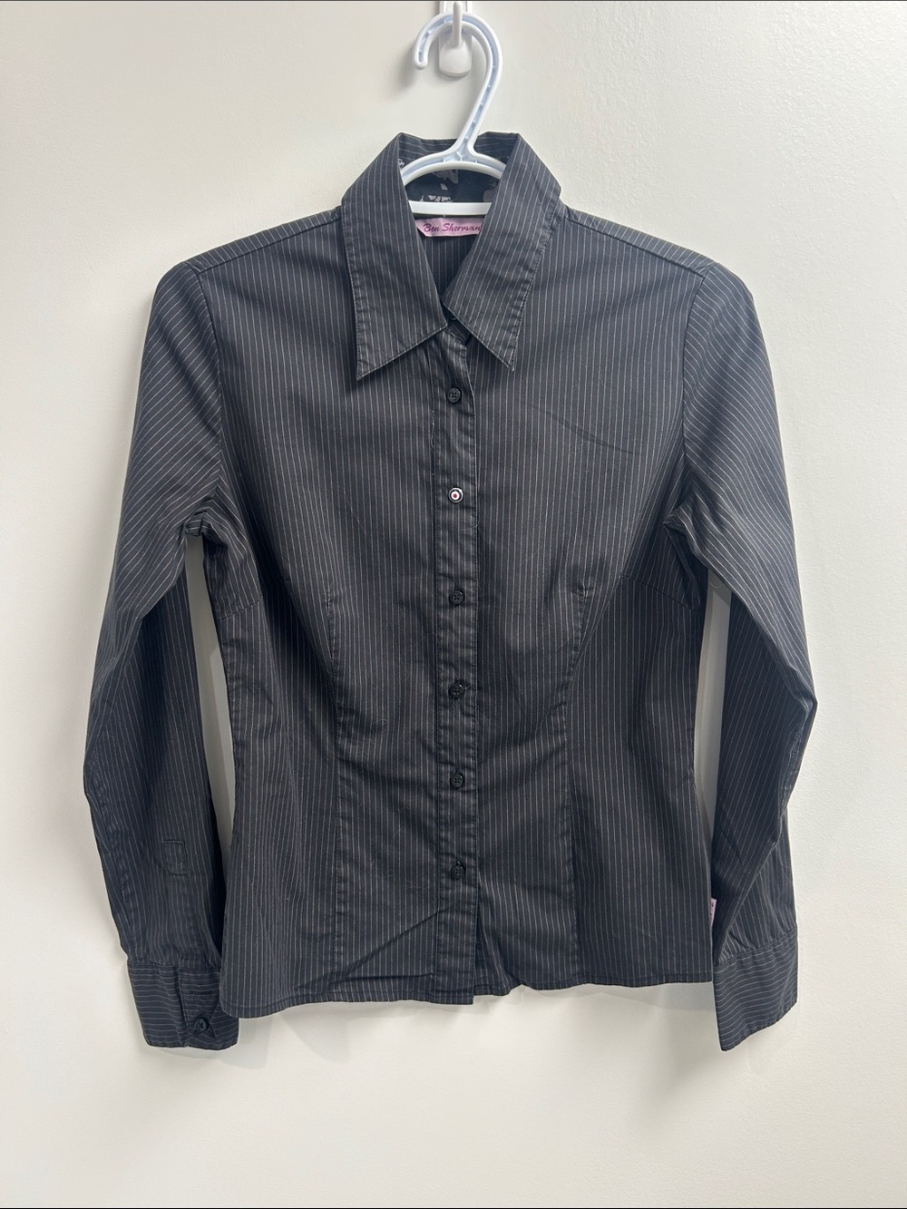 Ben Sherman Black Shirt with Pink Pinstripes
